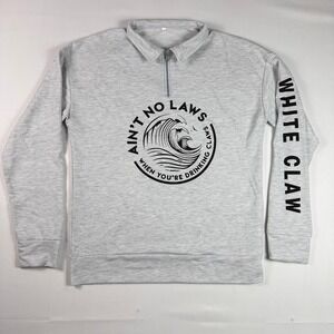White Claw Aint No Laws Drinking Claws Quarter Zip Pullover Gray Adult Medium